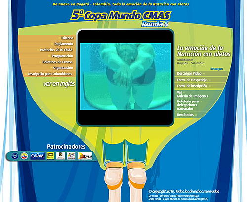 webcopamundobogota2009 Web Oficial de la 6ta Ronda V Copa Mundo Natación con Aletas CMAS. Bogotá 2010