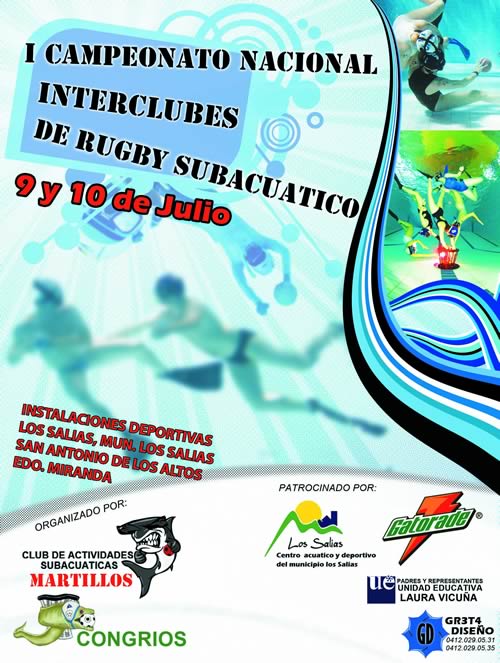 afiche Cronograma de juegos, equipos e información de la 1ra Válida Nacional Interclubes de Rugby Subacuático FVAS 2010