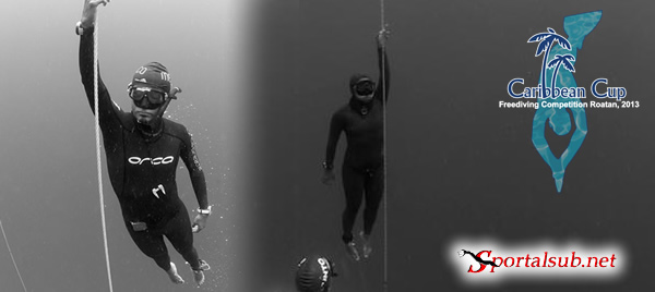 Iru Balic de Venezuela y Alejandro Lemus de México con nuevos Récords Nacionales en la “Caribbean Cup 2013″ de Apnea en Roatan, Honduras