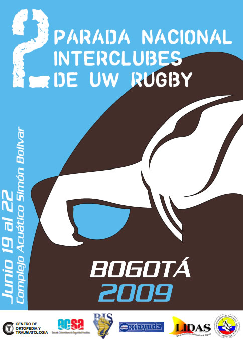afiche 2da Parada Nacional Interclubes de Rugby Subacuático 2009 en Colombia