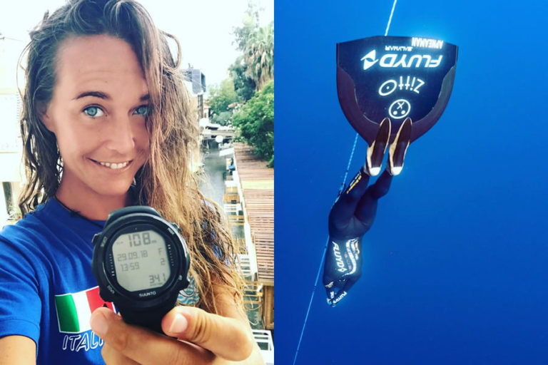 🇮🇹 New CMAS Freediving World Record in Constant Weight with Monofin for ...