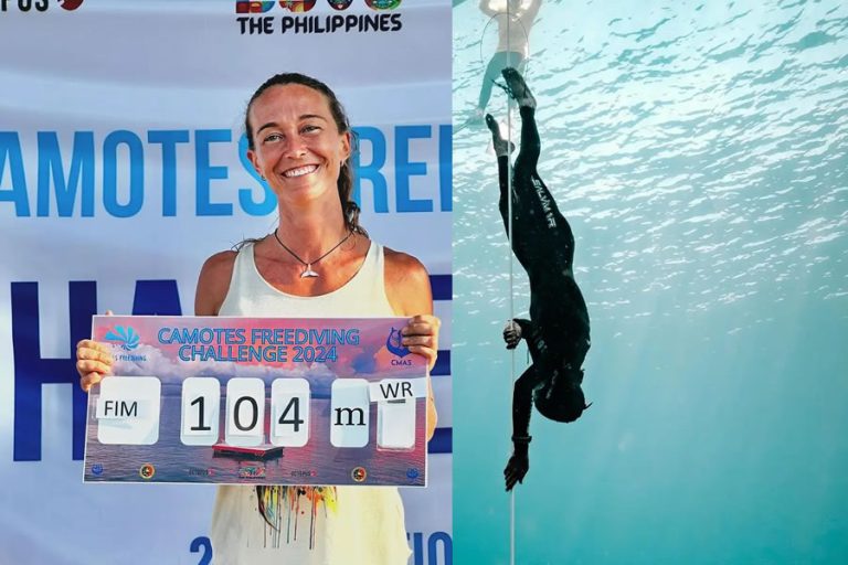 🇮🇹 Italian Alessia Zecchini breaks CMAS Freediving World Record in Free ...
